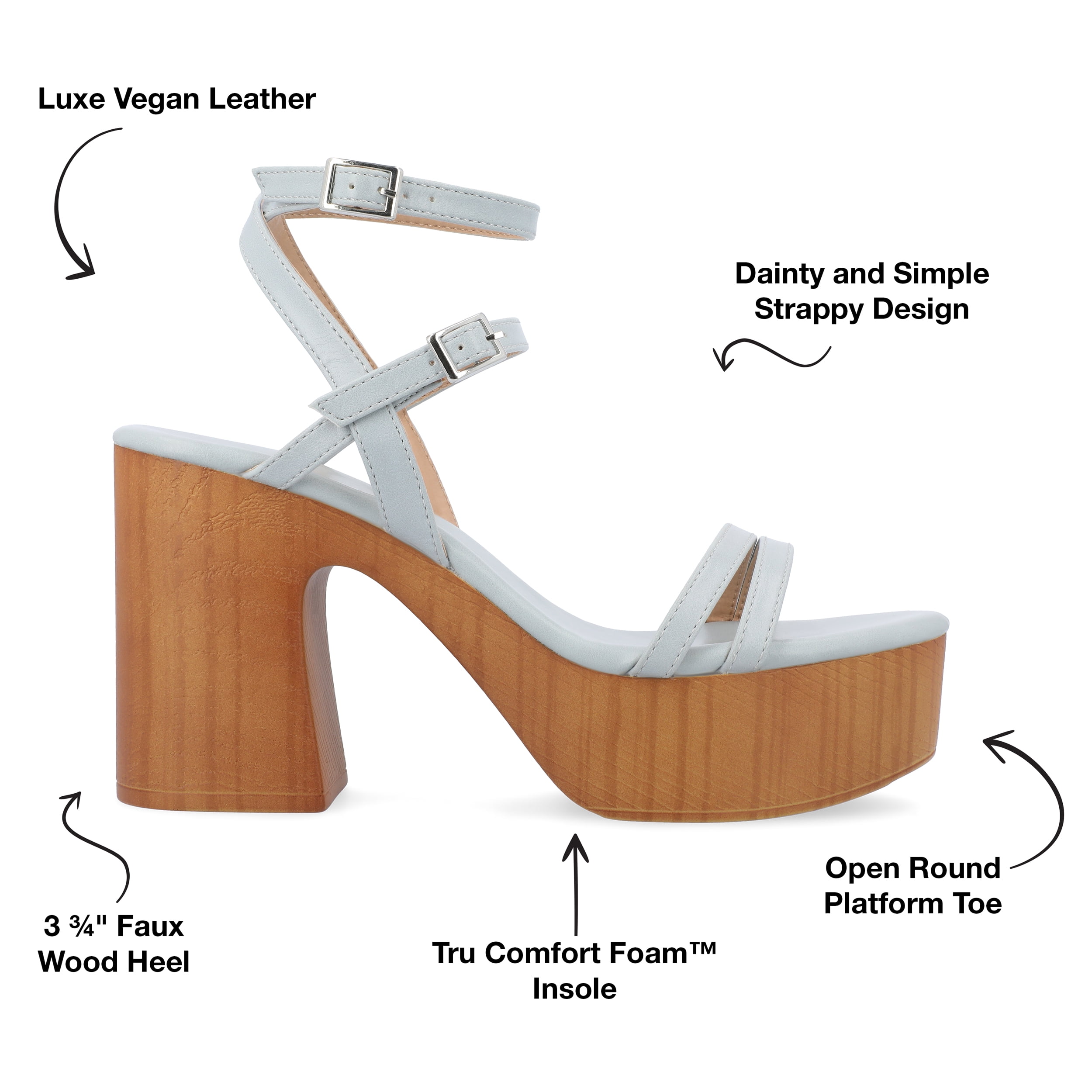 Journee Womens Emerynn Platform Clog Multi Strap Sandals