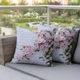 thumbnail image 4 of Pink Flower Pillow Covers 2 Pack Spring Beautiful Floral Leaf Plant White Wall Pillowcase Waterproof Outdoor Throw Pillow Cover for Patio Garden Square Cushion 16”x16”, 4 of 9