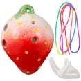 thumbnail image 2 of Strawberry Ocarina Toy Seis hoyos Ocarina Instrumento de juego con Lanyard Support Holder Music Score para niños y principiantes, 2 of 4