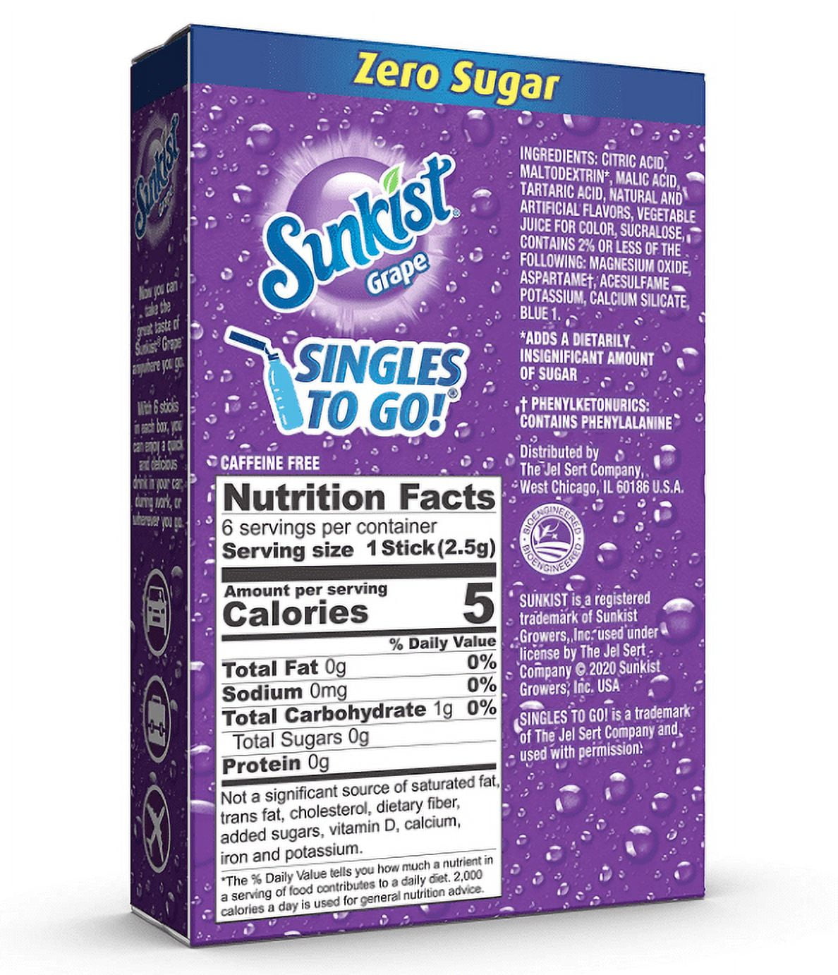 Sunkist Soda Singles To Go Drink Mix, Grape, 12 Boxes with 6 Packets Each - 72 Total Servings, Non-Carbonated and Sugar-Free