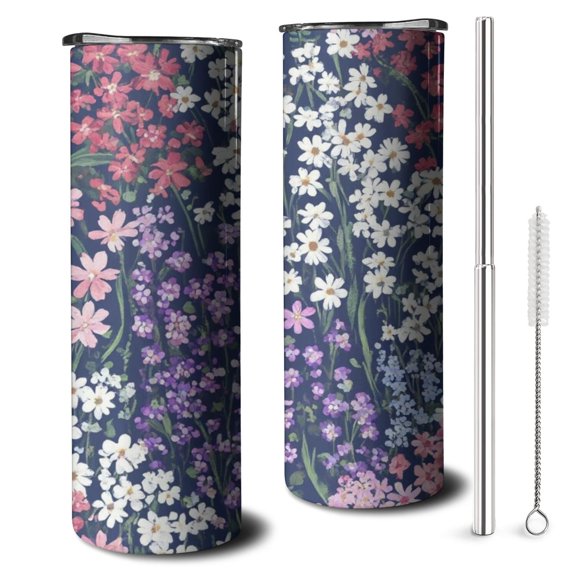 20oz Pioneer Flower Skinny Tumblers Stainless Steel Tumbler with Lid and Straw,Vacuum Insulated Double Wall Travel Tumbler Cups with Cleaning Brush for Coffee,Tea