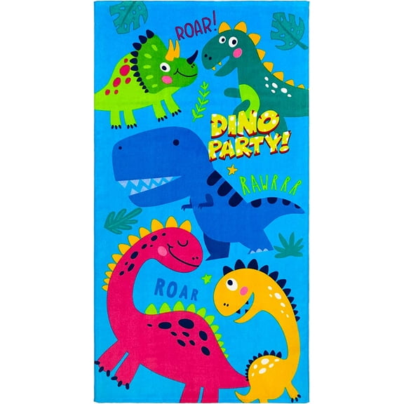 Beachland Dinosaur Beach Towel 28 x 51 in 100% Cotton - Dino Party