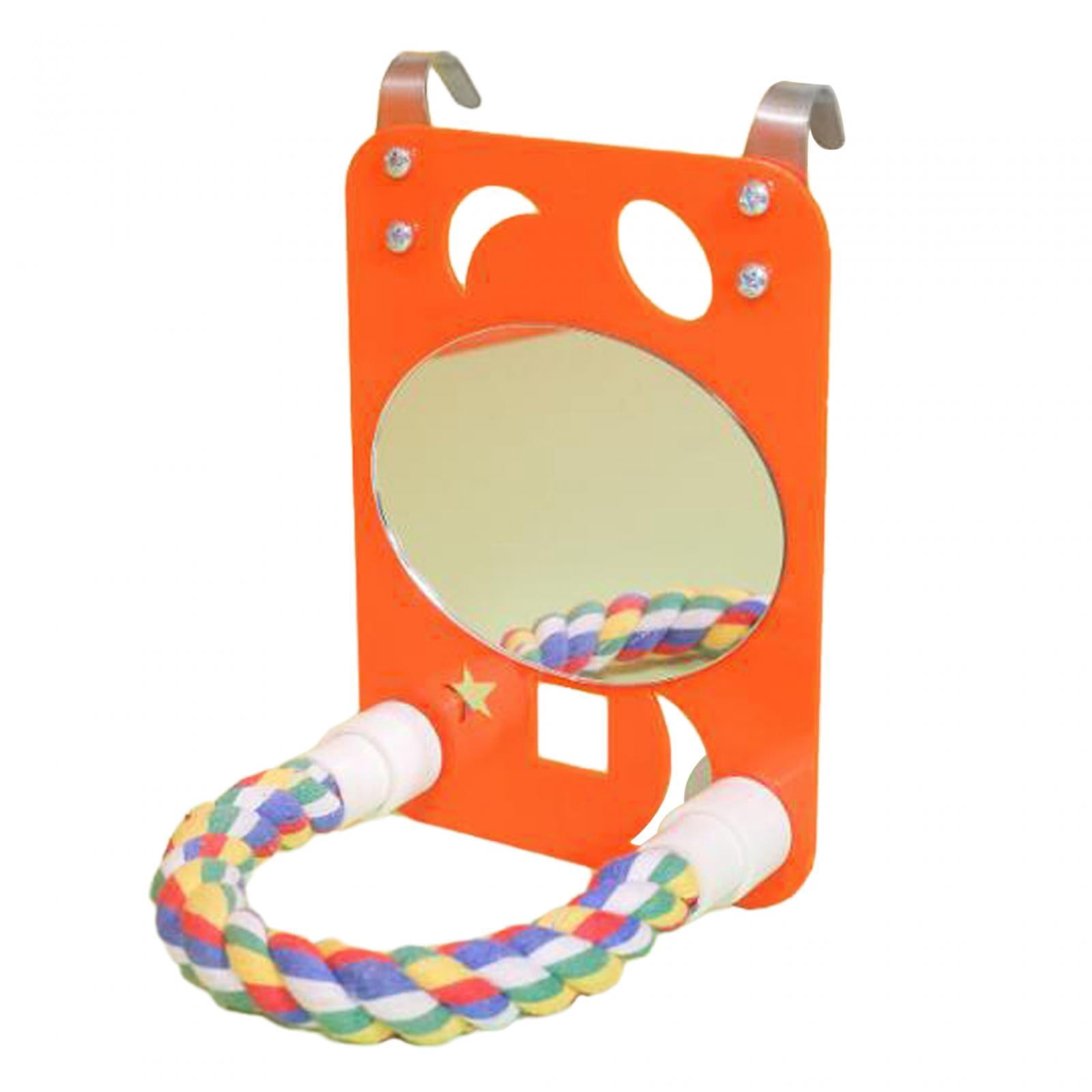 TOOYFUL 7 inch Bird Mirror with Rope Perch Bird Toy Pet Supplies, Exercise Fun Playing Cage Accessories Parrot Cage Toy for Lovebirds