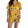 thumbnail image 4 of XINPING Halloween Pajama Set Whimsical Halloween Printed Pajama Notched Collar and Short Sleeves Cozy Home Loungewear In Short Pants for Fall and Holidays L, 4 of 8