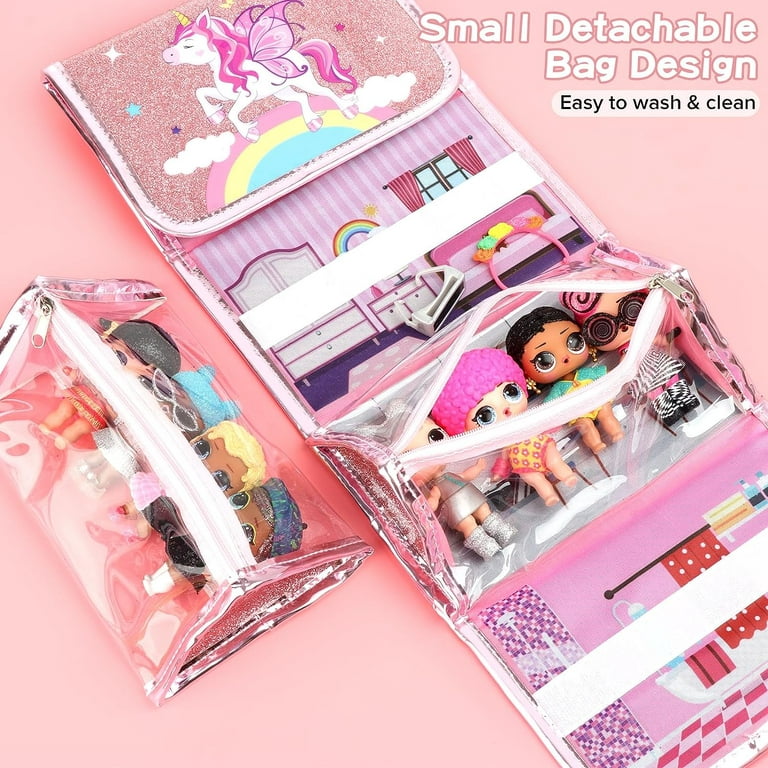 JYPS Doll Storage Organizer & Display Case Compatible with LOL Surprise  Dolls All , Pink Unicorn Storage Case Organizer for Dolls, Clear View