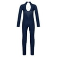 thumbnail image 3 of YONGHS Kids Girls Long Sleeve Rhinestone Jumpsuit Figure Skating Costume Gymnastics Leotard Bodysuit Navy Blue 10, 3 of 7