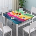 thumbnail image 3 of Colorful Tie Dye Wave Pattern Square Fitted Tablecloth with Elastic Edge,Square Table Cover,Washable Elastic Table Cover for Home Kitchen Party Decor 36"x36", 3 of 6