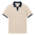 thumbnail image 5 of IhhxPro Men's Knit Collared Shirt Short Sleeve Contrast Collar Tee Casual Golf Breathable Cotton Fit Summer S-2XL, 5 of 6