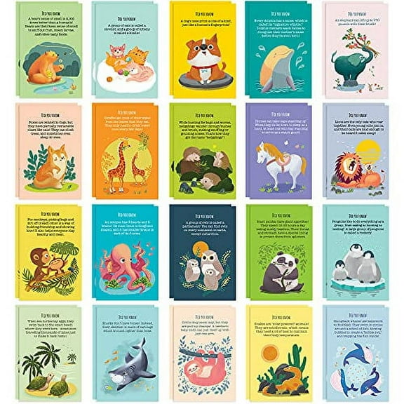40 Animal Fun Fact Postcards - Bulk Thinking of You Postcard Pack for Kids, Students, Friends, Teacher, and More - Say Hello, Thank You or I Miss You with Colorful Note Cards