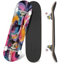 31'' Complete Skateboard 7 Layer Canadian Maple Double Kick Deck Skateboards Beautiful street art graffiti Skate Board for Beginner Adult Gifts