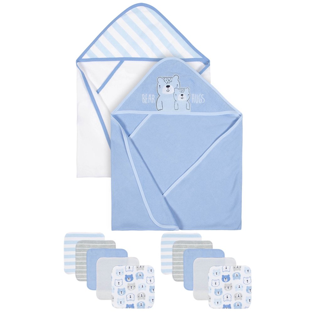 Gerber Gerber Baby Boys Organic Towels and Washcloths Bath Bundle, 12