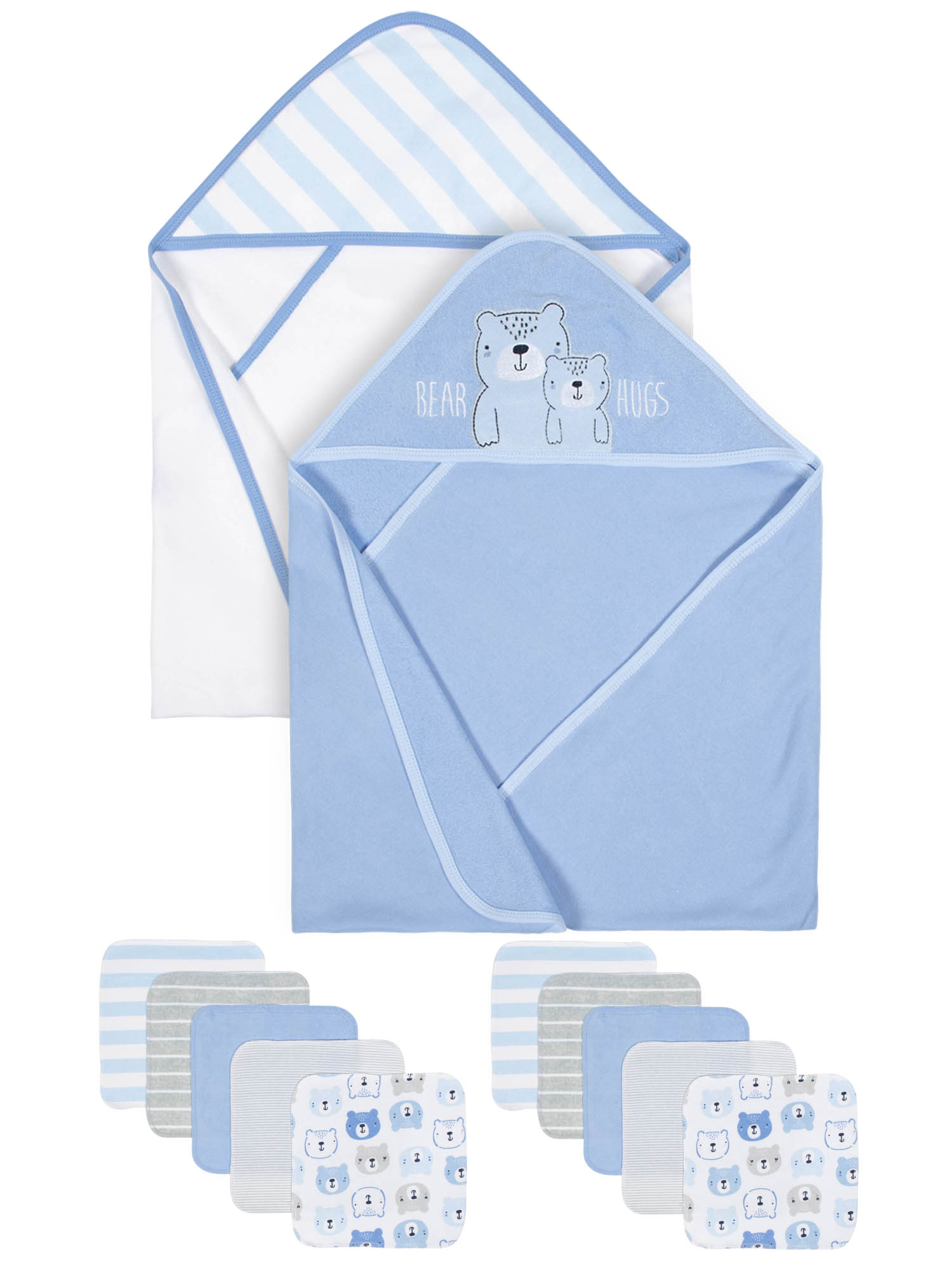 Gerber Organic 2 pk Terry Towels and 10 Washcloths Bath Bundle (Baby Boys)
