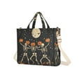 thumbnail image 7 of FORMRS Womens Corduroy Tote Bag Crossbody Shoulder Handbag with Pocket, Black Halloween Dancing Skeleton, 7 of 7