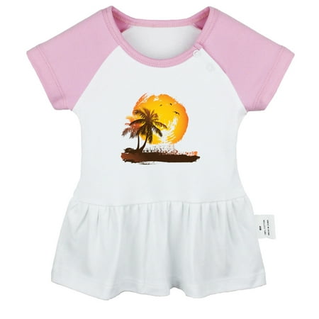 

Nature Palm Tree Pattern Dresses For Baby Newborn Babies Skirts Infant Princess Dress 0-24M Kids Graphic Clothes (Pink Raglan Dresses 12-18 Months)