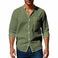 thumbnail image 5 of Men's Casual Two Piece Set Long Sleeved Top with Elastic Waist and Drawstring Pockets Beach Vacation Loungewear Outfits for Men | AESTIVO,Army Green L, 5 of 9