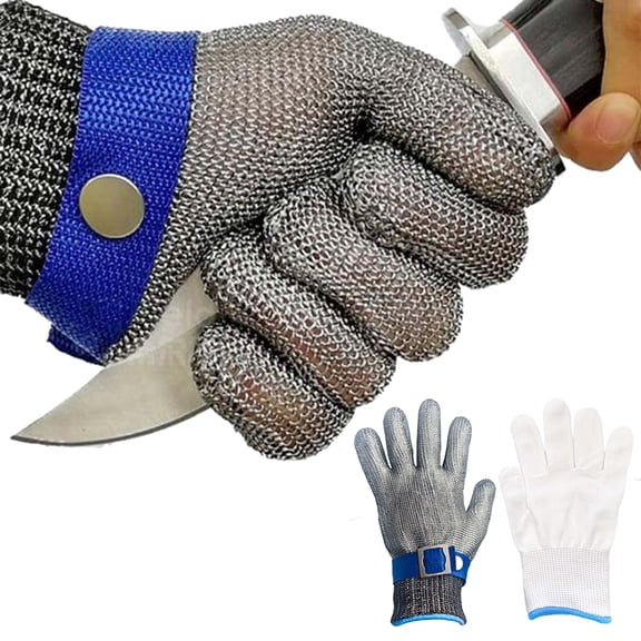 A9 Cut Resistant Glove, Food Grade Stainless Steel Wire Mesh Metal Gloves, Knife Cutting Gloves for Kitchen, Butcher Meat Cutting Oyster Shucking Fish Fillet