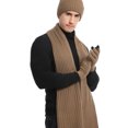 thumbnail image 4 of Cálido gorro de punto de invierno para mujer, guantes para pantalla táctil, conjunto de bufanda larga, gorro de calavera forrado de lana, bufanda de cuello para mujer y hombre, 4 of 5