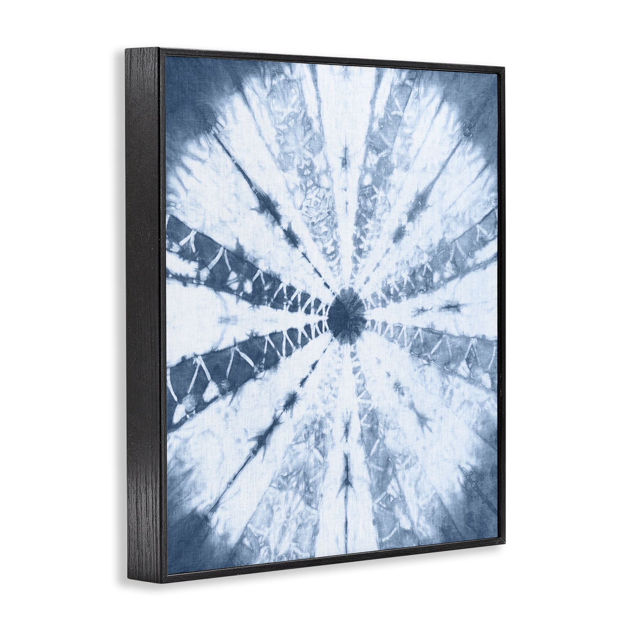 Stupell Industries Blue Tie Dye Sunburst Abstract Painting Black Framed Art Print Wall Art, 11 x 14