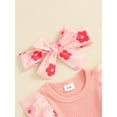 thumbnail image 5 of Musuos 2-Piece Baby Girls Cute Clothes Set 0-18M Bow Ruffled Trim Ribbed Long Sleeve Tiered Dress Romper + Headband Fall Outfits, 5 of 9