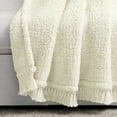 thumbnail image 3 of Lush Decor Sherpa Tassel Fringe Throw Blanket 60"" x 50"" Ivory, 3 of 5