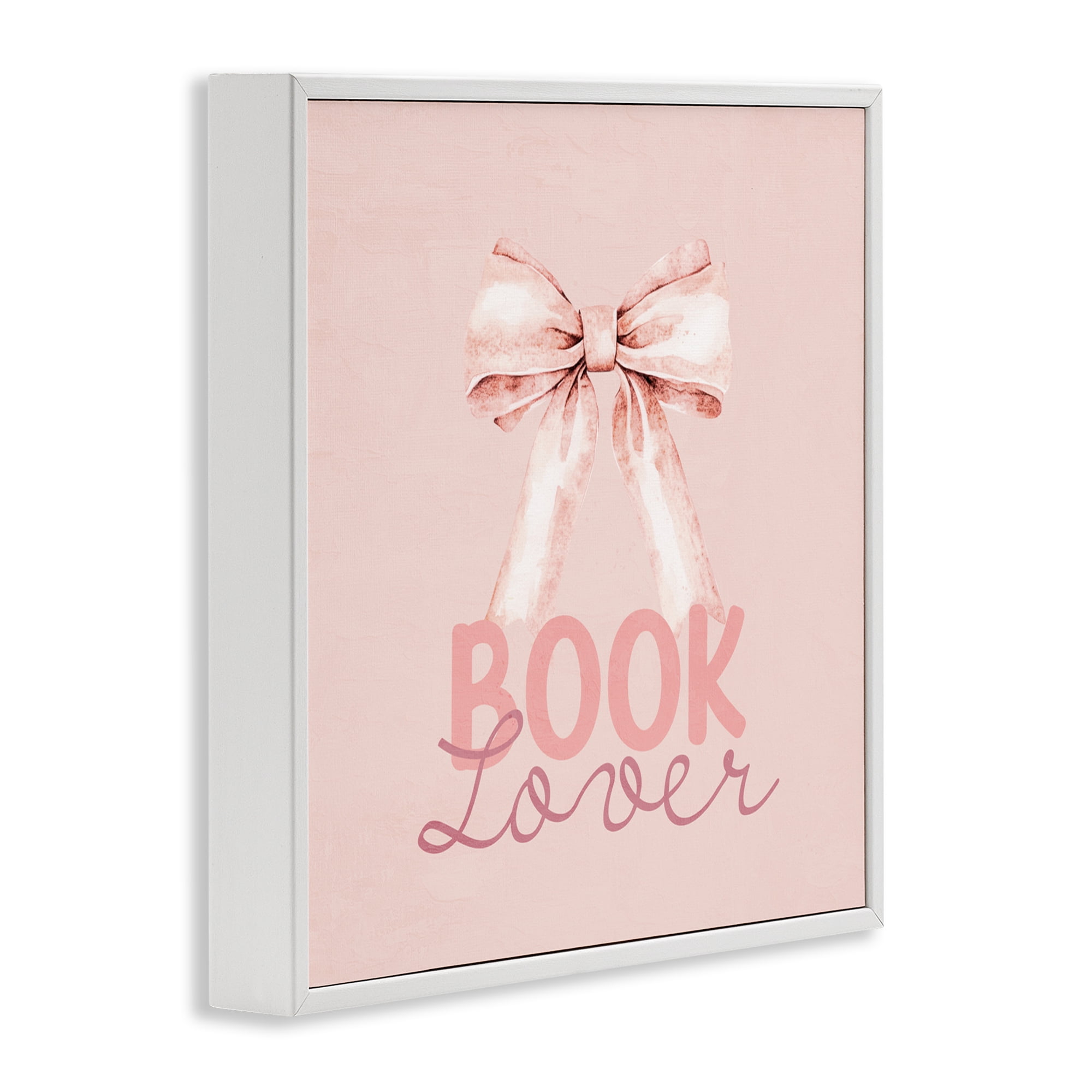 Blush Pink Book Lover White Framed Giclee Art, design by Kim Allen