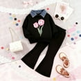 thumbnail image 2 of CAUYDY Toddler Girl Snug and Stylish Set Ribbed Polo Collar Sweatshirt and Comfy Flared Pants for Spring Fall Good For Casual Wear, Holiday, Gathering, Vacation, Daily life and Outgoing(A-A,6-7 Years), 2 of 3