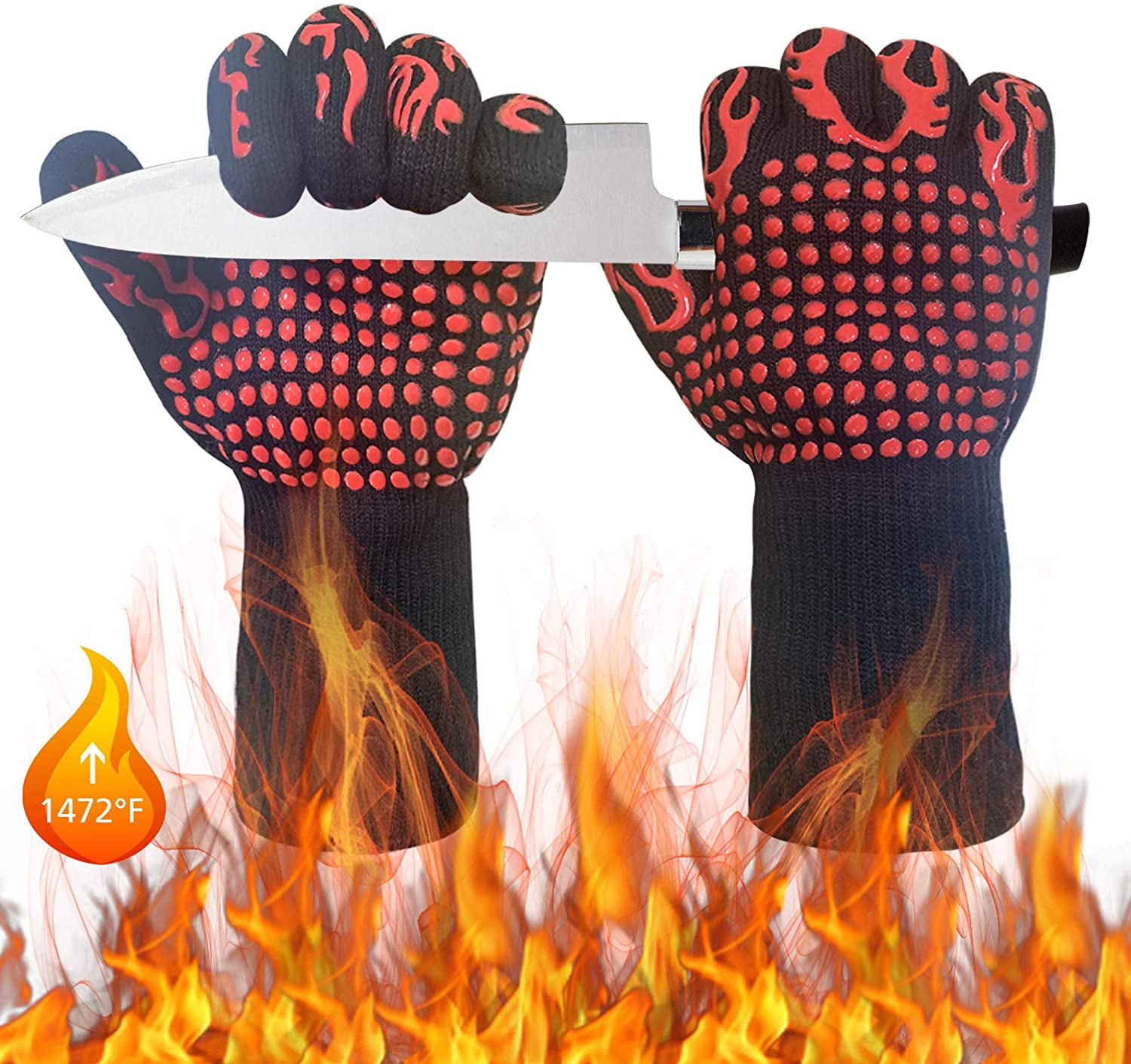 Extreme Heat Resistant Gloves Withstand Heat Up To 932℉ Smoker Grill Gloves For Cooking Grilling Baking Long Oven Mitts Insulated Silicone With Protective Lining BBQ Grill Gloves Cooking Mitts Extreme Heat Resistant Gloves Withstand Heat Up To 932℉ Smoker Grill Gloves For Cooking Grilling Baking Long Oven Mitts Insulated Silicone With Protective Lining BBQ Grill Gloves Cooking Mitts