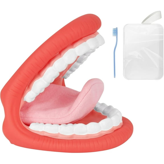 Eztrain Large Mouth Hand Puppet with Tongue for Kids, Mouth Puppet for Speech Therapy, Include Toothbrush & Storage Bag