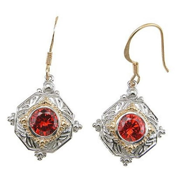 Sterling Couture e6370 1 in. 925 Sterling Silver Brilliant Antique Style Bezel Earrings, Rhodium Finish