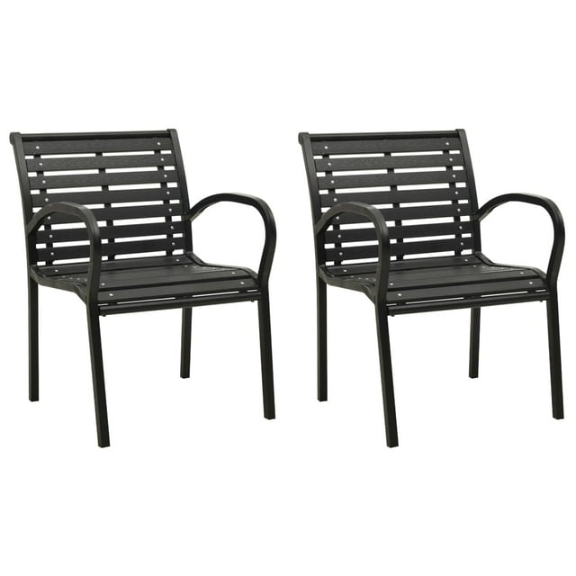 vidaXL Chaises de Jardin 2 Pcs Acier et WPC Noir