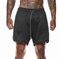 thumbnail image 2 of Hombres 2 en 1 Carriendo Pantalones Cortos Sport Fitness Fitness Ligero de Abrenamiento de Gimnasio Sport Wear Cinturón de Corbata Pantalones Calientes Pantalones Cortos de, 2 of 7
