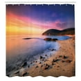 thumbnail image 3 of Ambesonne Holiday Shower Curtain, Beach Pebbles Sunrise, 69"Wx70"L, Multicolor, 3 of 5