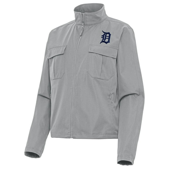 Women's Antigua Gray Detroit Tigers Even Par Full-Zip Jacket
