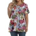 thumbnail image 3 of Fantaslook Plus Size Womens Tunic Tops Short Sleeve Casual Floral Shirts Swing Flare Dressy Blouses, 3 of 9