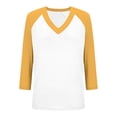 thumbnail image 6 of Hearthz Raglan 3/4 Sleevets for Women V Neck Baseball Shirt Color Block Summer Work Tops for Women Fall Summer Blouses, 6 of 7