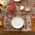 thumbnail image 2 of mubwai Wood Love Hearts Valentine Placemats Set of 4, 12x18 Inch Seasonal Anniversary Holiday Table Mats for Party Kitchen Dining Decoration, 2 of 6