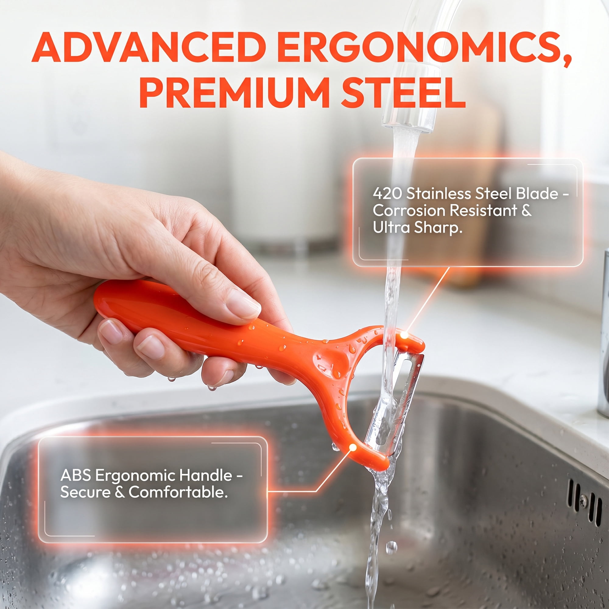 Unique Bargains Plastic Vegetable Peeler with Ergonomic Handle Bright Red 5.9x2.4x0.6 inch