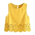 thumbnail image 5 of IWRICH Women's Scallop Trim Crop Tank Top Summer Keyhole Back Cropped Sleeveless Blouse Yellow XS, 5 of 5