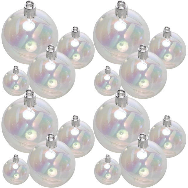 YZhouD 4 tamaños 16 piezas adornos navideños iridiscentes bolas de plástico iridiscentes adornos transparentes pequeños adornos iridiscentes decoraciones para árboles de Navidad mixtos