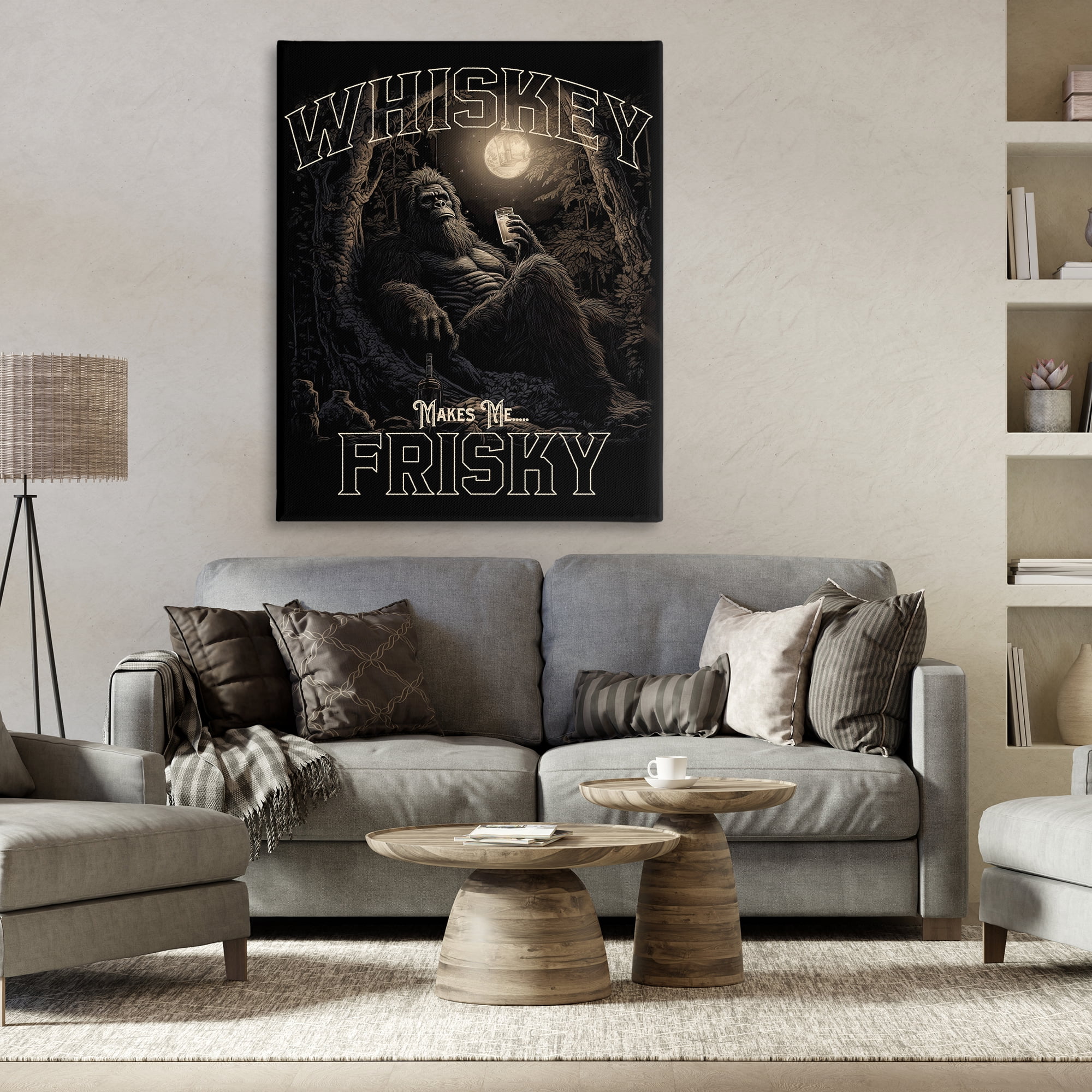 Stupell Industries Whiskey Makes Me Frisky Fairy Tales & Fantasy Painting Gallery Wrapped Canvas Art Print Wall Art, 36 x 48