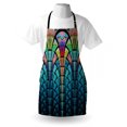 thumbnail image 4 of Abstract Apron, Curves Pattern with Weathered Colors and Blue Ombre Detail Graphic Floral Motifs, Unisex Kitchen Bib with Adjustable Neck for Cooking Gardening, Adult Size, Multicolor, by Ambesonne, 4 of 4