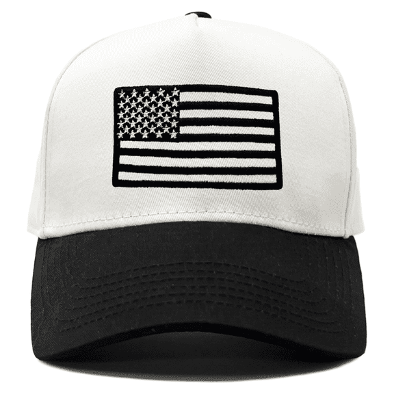 Funky Junque Two Tone Vintage Snapback Trucker Hat - American Flag - White/Black