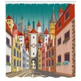 thumbnail image 2 of Ambesonne Travel Shower Curtain, Historic European Houses, 69"Wx70"L, Teal Multicolor, 2 of 2