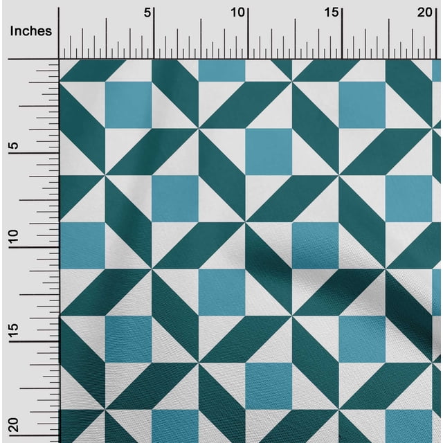 oneOone Georgette Viscose Fabric Triangle|Parallelogram & Square Geometric Printed Fabric 1 Yard 42 Inch Wide