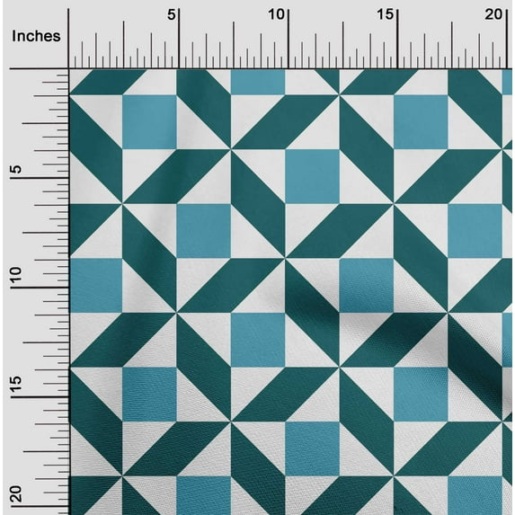 oneOone Polyester Lycra Fabric Triangle|Parallelogram & Square Geometric Print Sewing Fabric BTY 56 Inch Wide