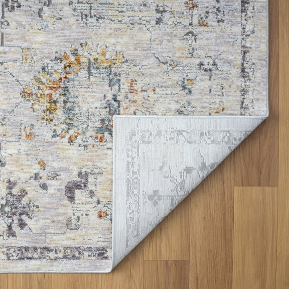 2' x 3' Ivory and Blue Floral Area Rug