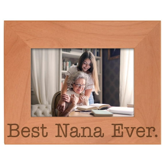 ThisWear Birthday Gift for Grandma Best Nana Ever Natural Wood Engraved 4x6 Landscape Picture Frame Wood