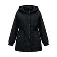 thumbnail image 6 of Kids Rain Jacket Boys Girls Size 12-14 Waterproof Lightweight Raincoats Rain Jacket Girls Zip up Button Outdoor Windbreaker Cinched Waist Jackets with Hood Black 12-13 Years, 6 of 6