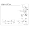 thumbnail image 5 of Kingston Brass KS5023KL Hallerbos Two-Handle Wall Mount Roman Tub Faucet, Antique Brass, 5 of 7