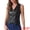 Black, variant on Women's Faux Leather Waistcoat V Neck Zipper Motorcycle Vest M Black